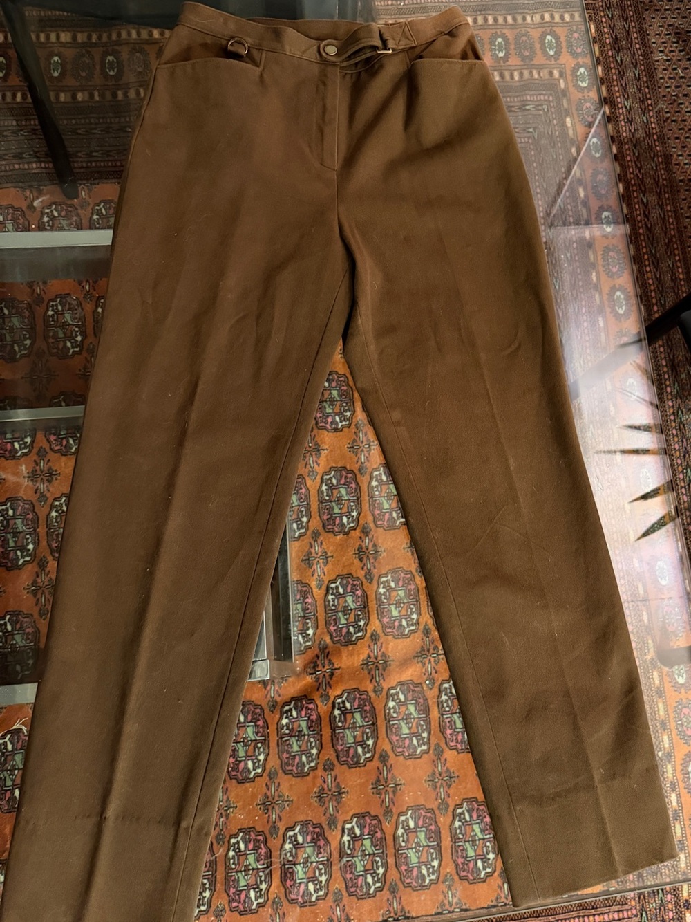 Vintage Ralph Lauren Brown High Rise Belted Trousers Pants